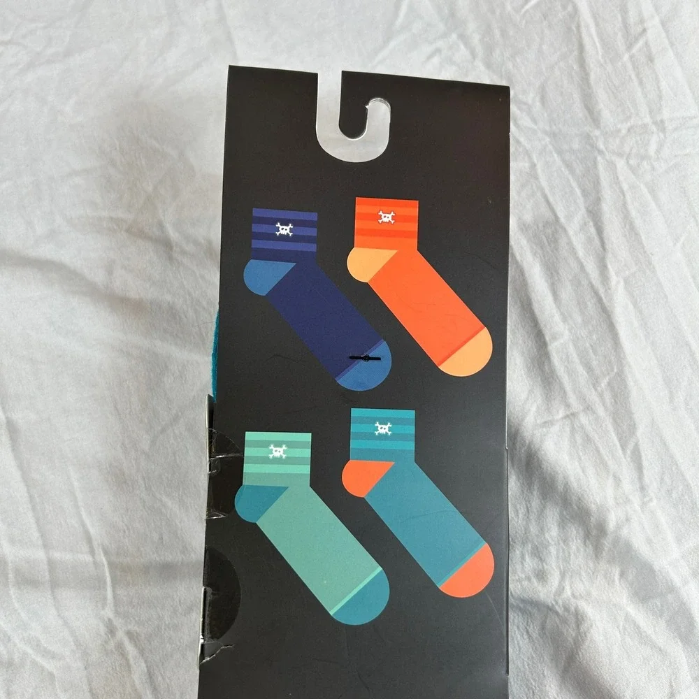 SWAG Performance Socks Mens 4 Pack Quarter Socks Blue Orange Size 8-13